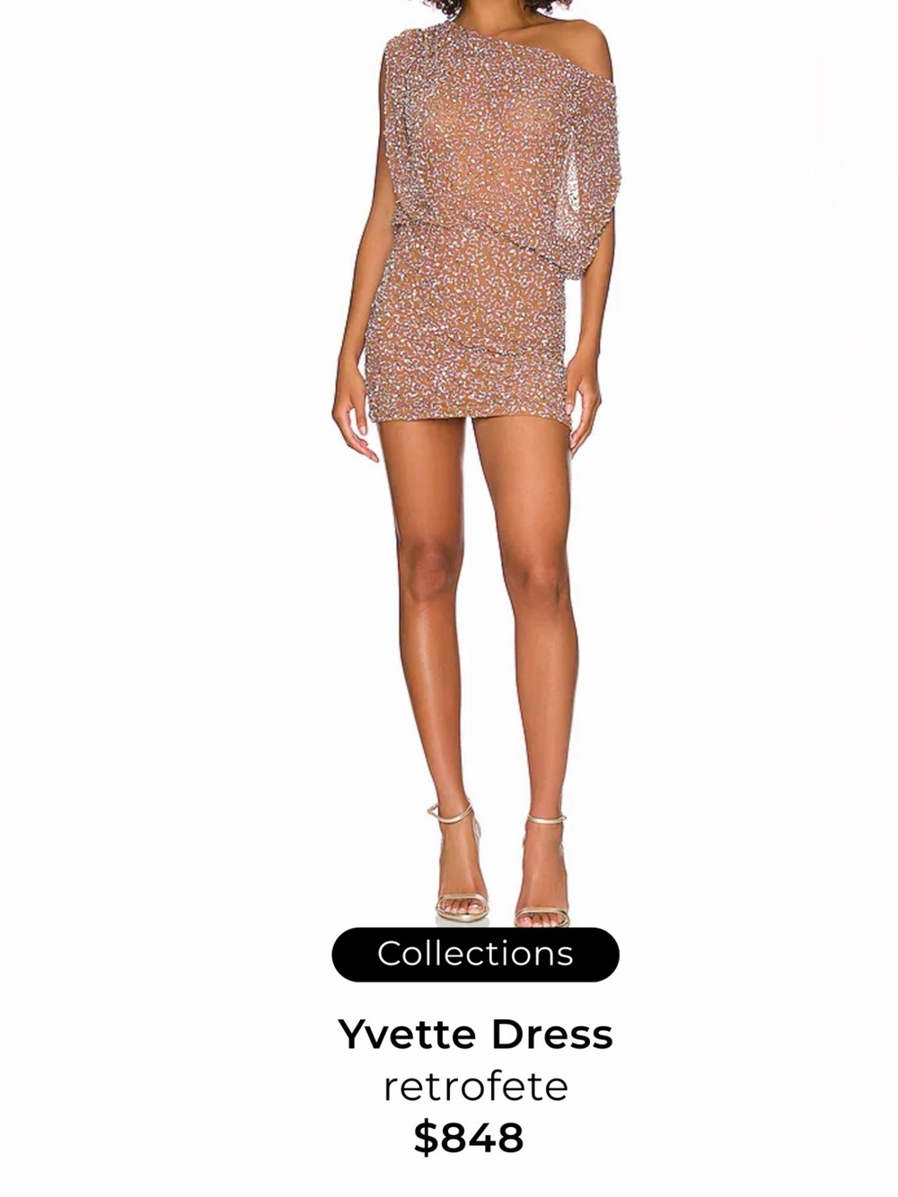 Retrofete Sparkle Mini Dress - Champagne